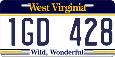 WV license plate 1GD428