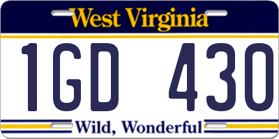 WV license plate 1GD430