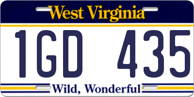 WV license plate 1GD435