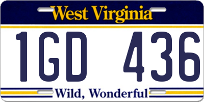 WV license plate 1GD436