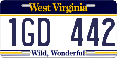 WV license plate 1GD442