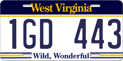 WV license plate 1GD443