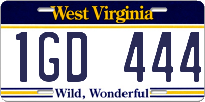 WV license plate 1GD444