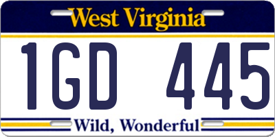 WV license plate 1GD445