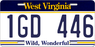 WV license plate 1GD446