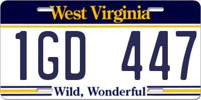 WV license plate 1GD447