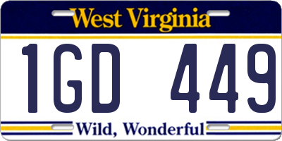WV license plate 1GD449