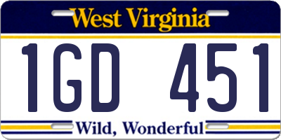WV license plate 1GD451