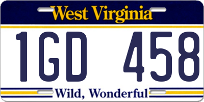 WV license plate 1GD458