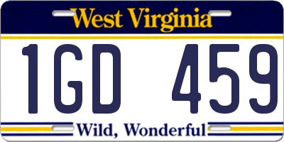 WV license plate 1GD459