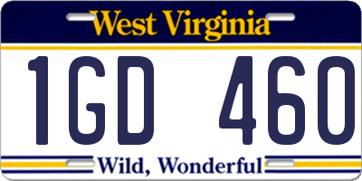 WV license plate 1GD460