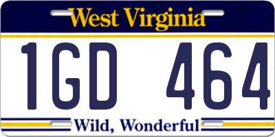 WV license plate 1GD464