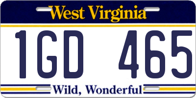 WV license plate 1GD465