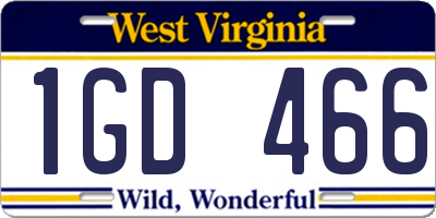 WV license plate 1GD466