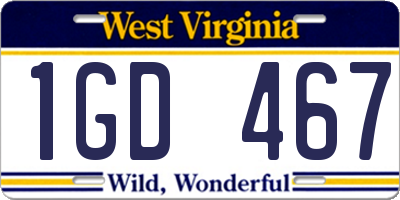 WV license plate 1GD467
