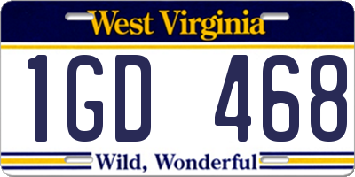 WV license plate 1GD468
