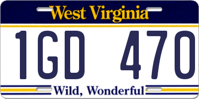 WV license plate 1GD470