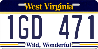 WV license plate 1GD471