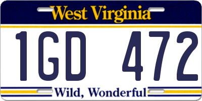 WV license plate 1GD472