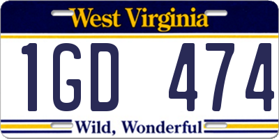 WV license plate 1GD474