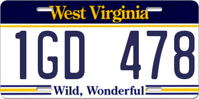 WV license plate 1GD478