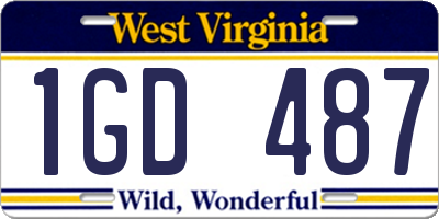 WV license plate 1GD487