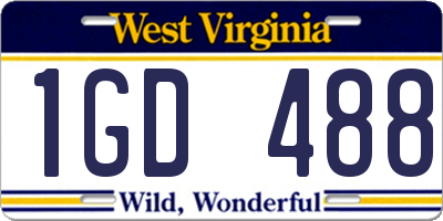 WV license plate 1GD488