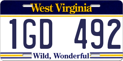 WV license plate 1GD492