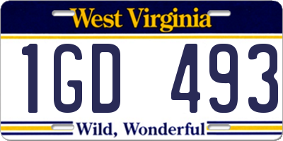 WV license plate 1GD493