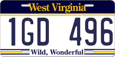 WV license plate 1GD496