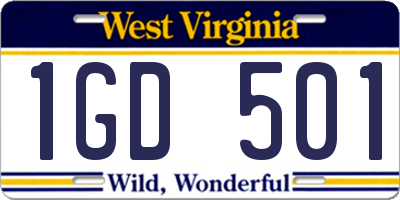 WV license plate 1GD501
