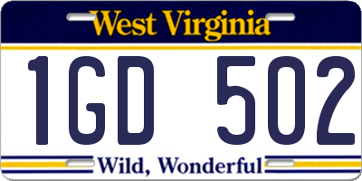 WV license plate 1GD502