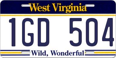 WV license plate 1GD504