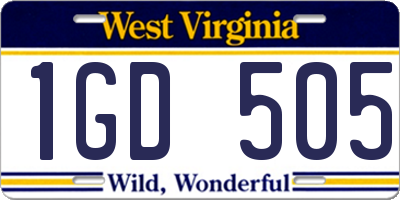 WV license plate 1GD505