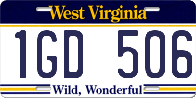 WV license plate 1GD506