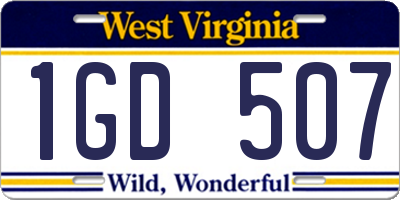 WV license plate 1GD507