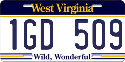 WV license plate 1GD509