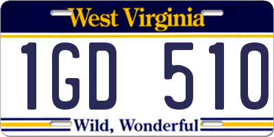 WV license plate 1GD510