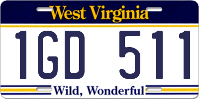 WV license plate 1GD511