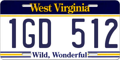 WV license plate 1GD512