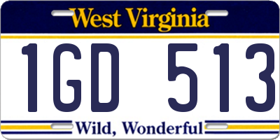WV license plate 1GD513