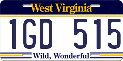 WV license plate 1GD515