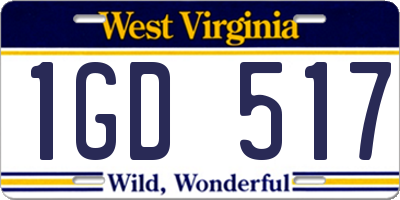 WV license plate 1GD517