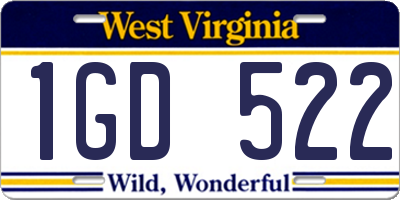 WV license plate 1GD522