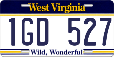 WV license plate 1GD527