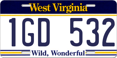 WV license plate 1GD532
