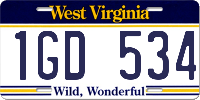 WV license plate 1GD534