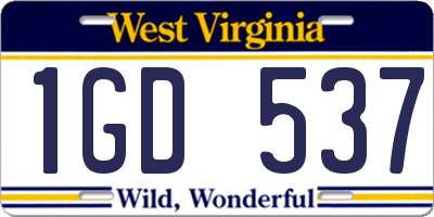 WV license plate 1GD537