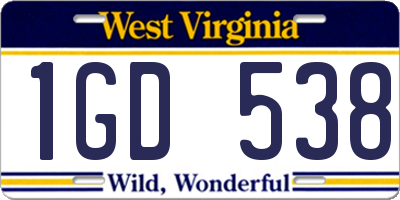 WV license plate 1GD538