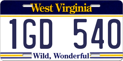 WV license plate 1GD540